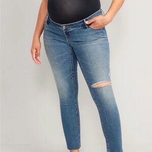 Maternity Premium Full Panel Rockstar Super Skinny Ripped Jeans (Marsha Wash)